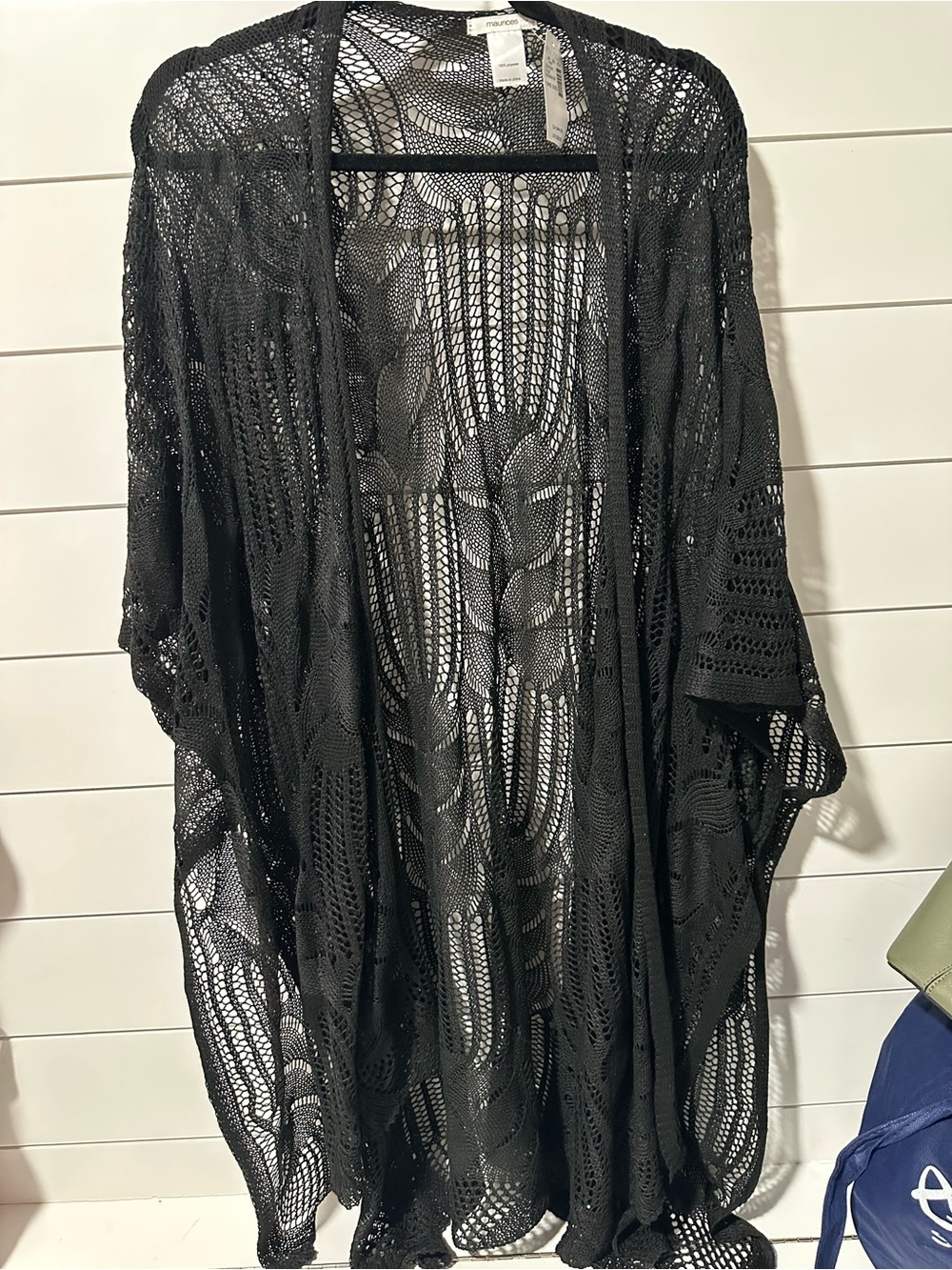 Maurices Black Crochet Kimono Cover-Up